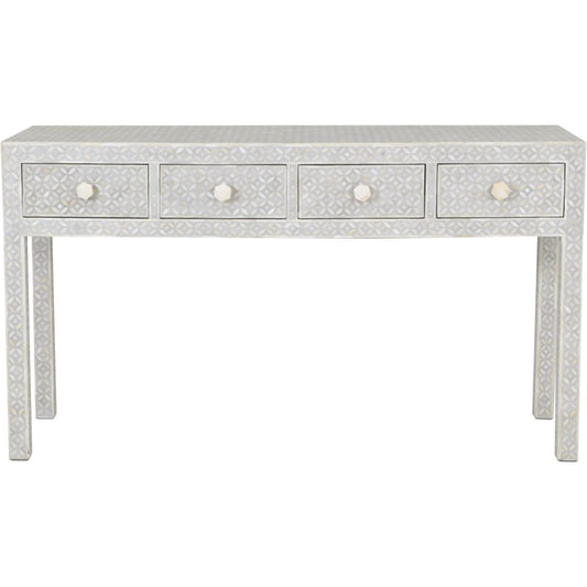 Floreat Bone Inlay Four Drawer Grey Console