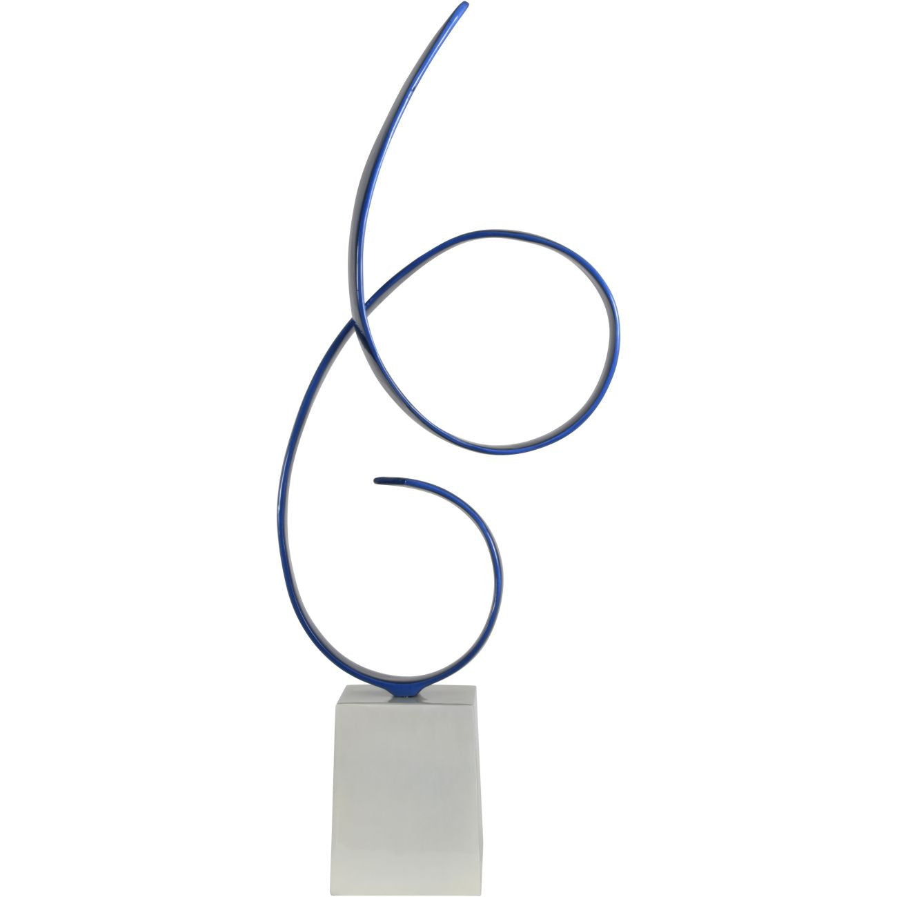 Electric Blue Enamelled Aluminium Long Life Sculpture on Pearlised Base