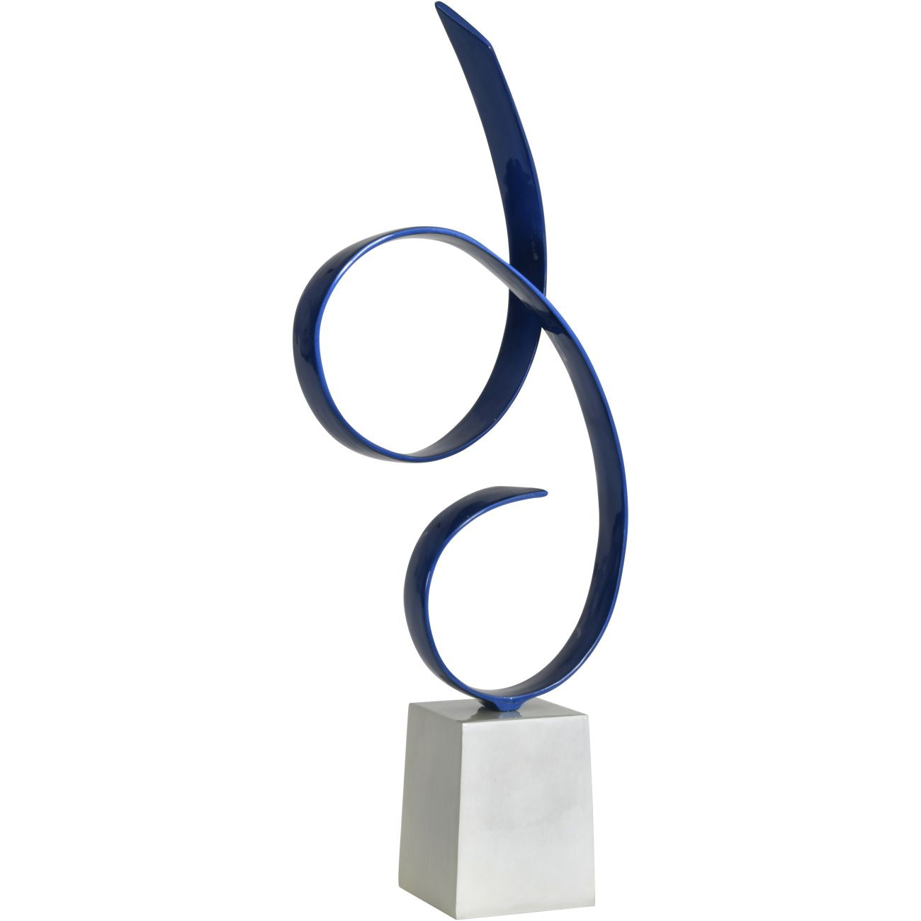 Electric Blue Enamelled Aluminium Long Life Sculpture on Pearlised Base