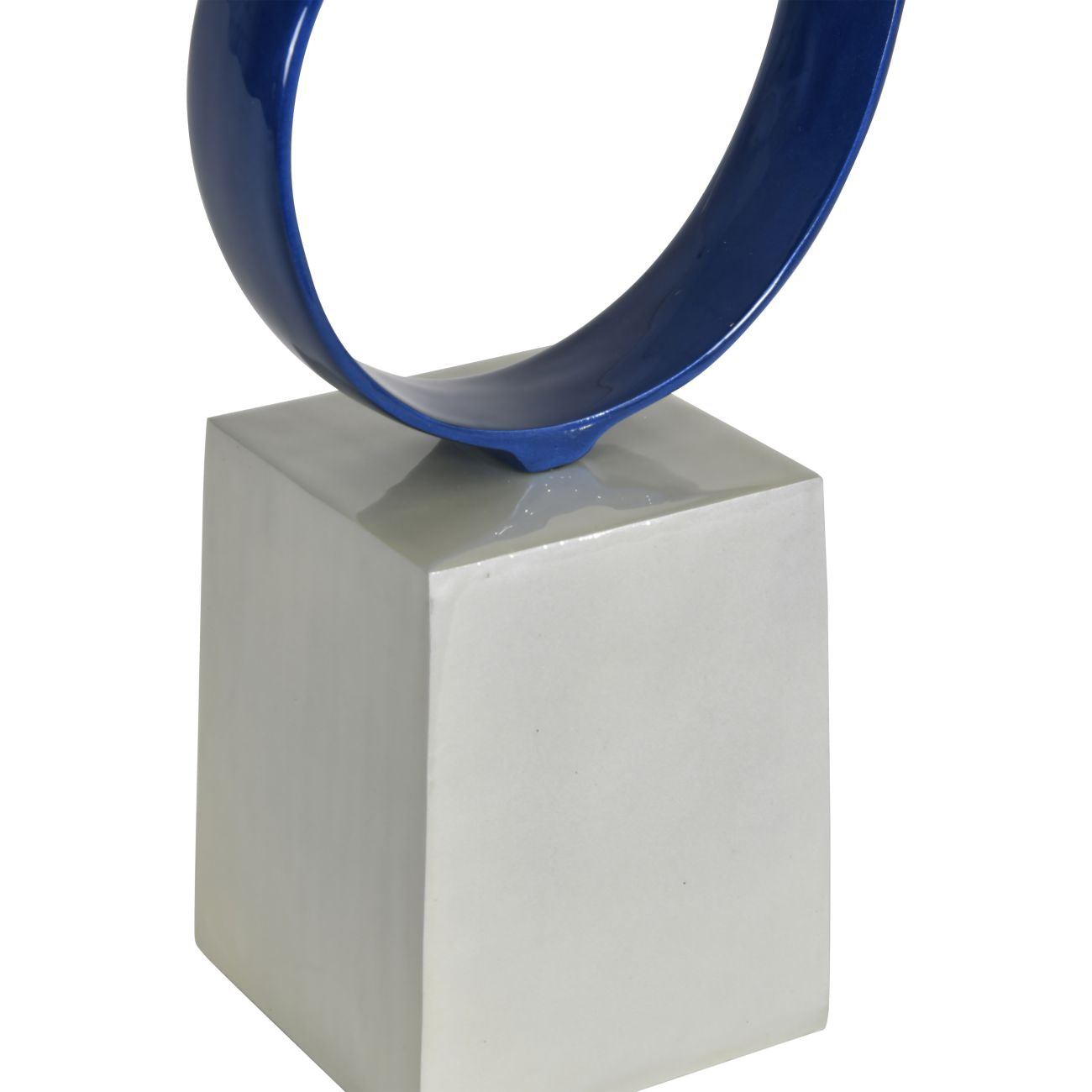 Electric Blue Enamelled Aluminium Long Life Sculpture on Pearlised Base