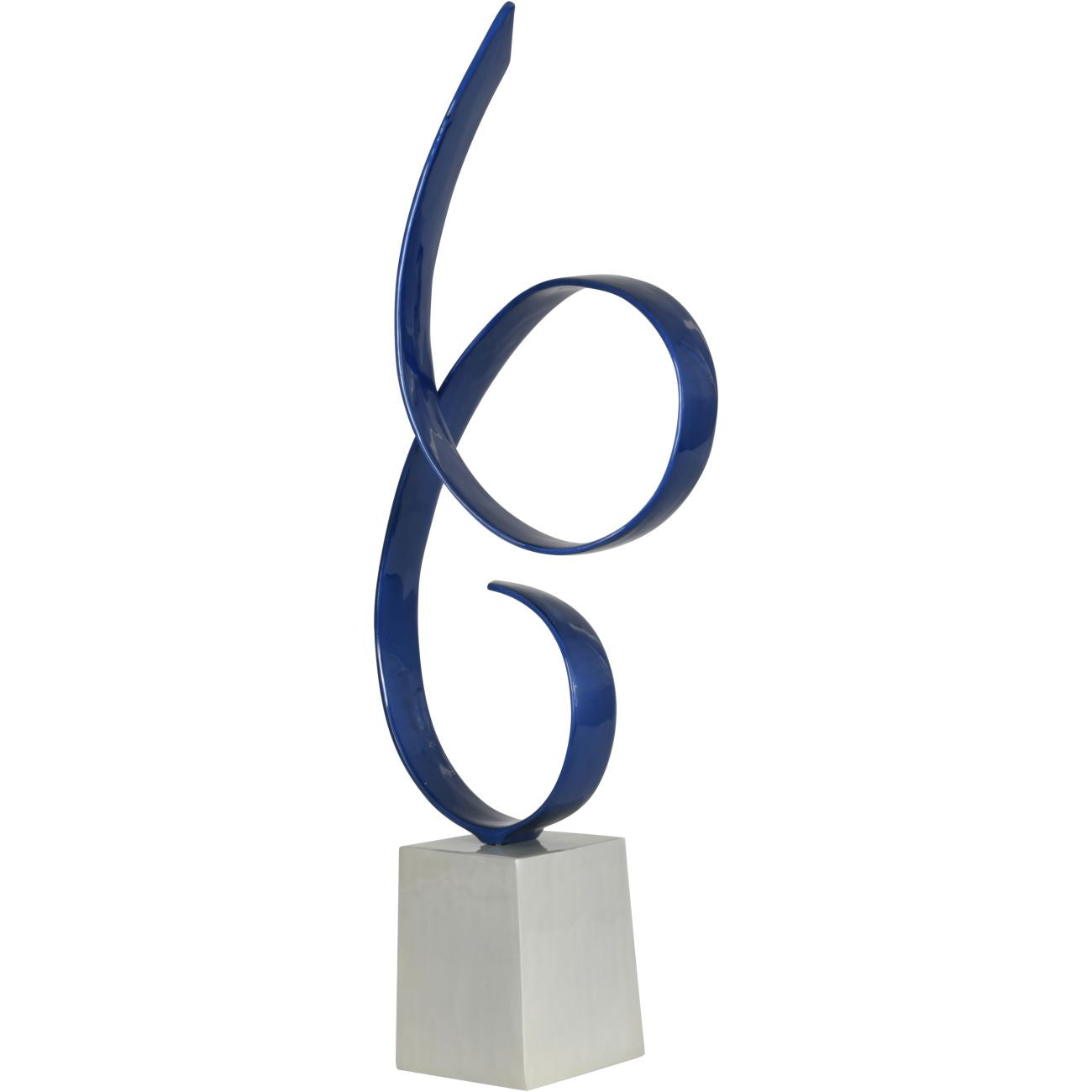 Electric Blue Enamelled Aluminium Long Life Sculpture on Pearlised Base