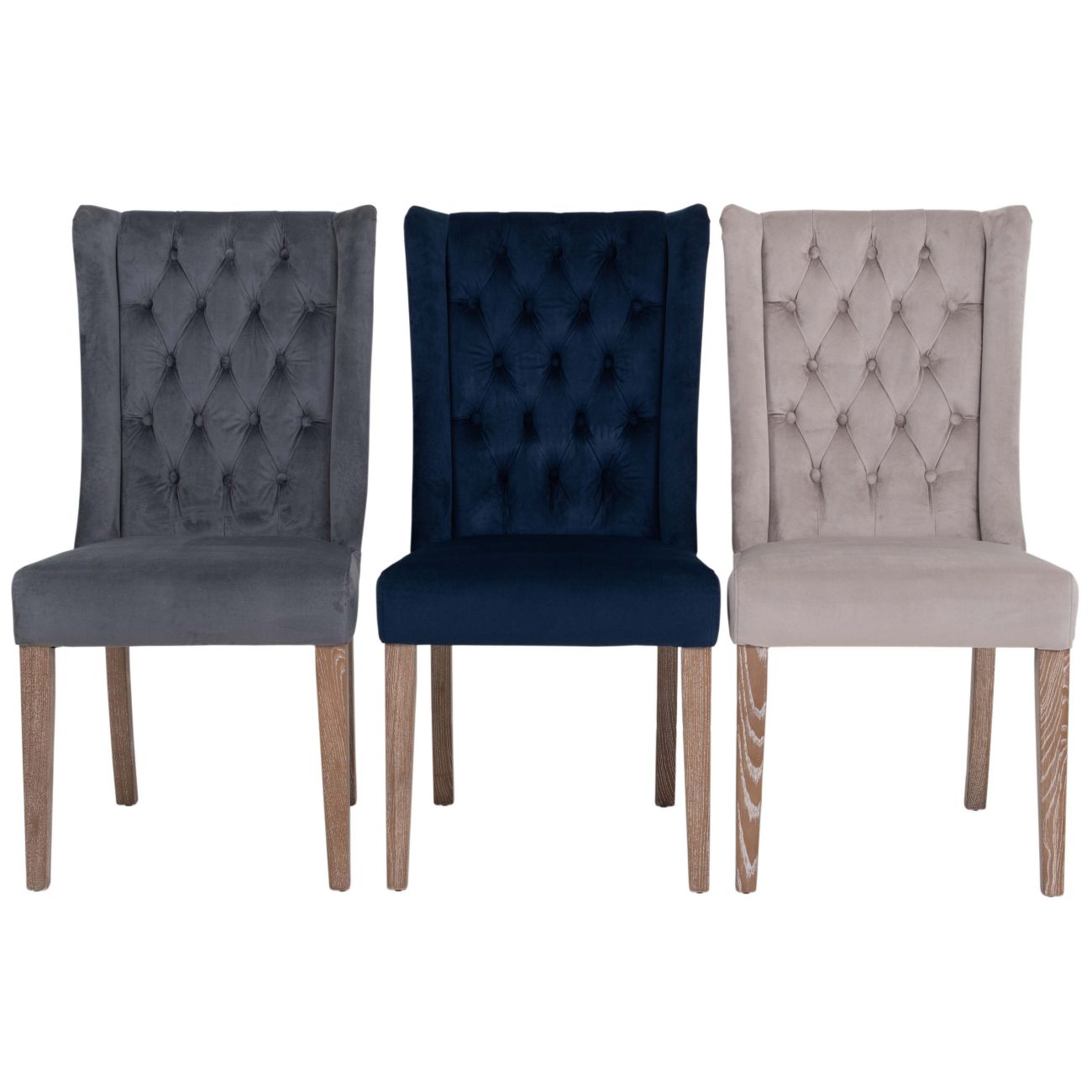 Pair of Richmond Stone Velvet Buttonback Dining Chair