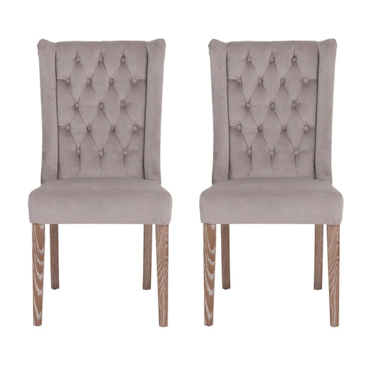 Pair of Richmond Stone Velvet Buttonback Dining Chair