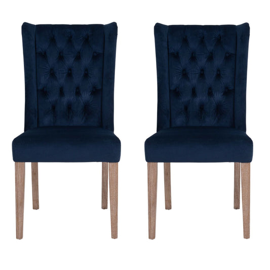 Pair of Richmond Navy Blue Velvet Buttonback Dining Chair