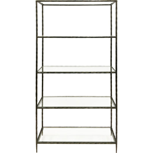 Patterdale Hand Forged Shelving Unit Table Dark Bronze with Glass Shelves