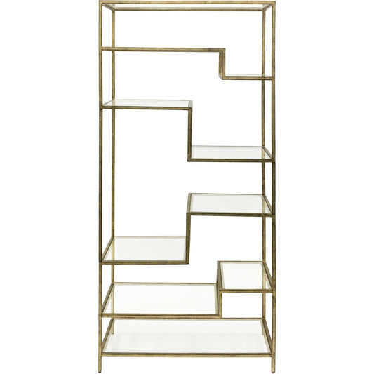 Ullswater Iron Shelving Unit Aged Champagne Finish, Floating Glass Shelves