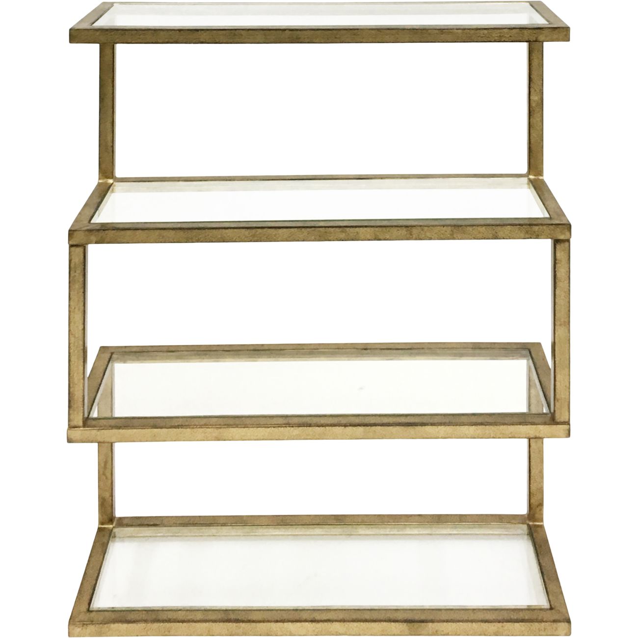 Ullswater Iron Four Shelf Wall Unit Aged Champagne Finish, Glass Shelves