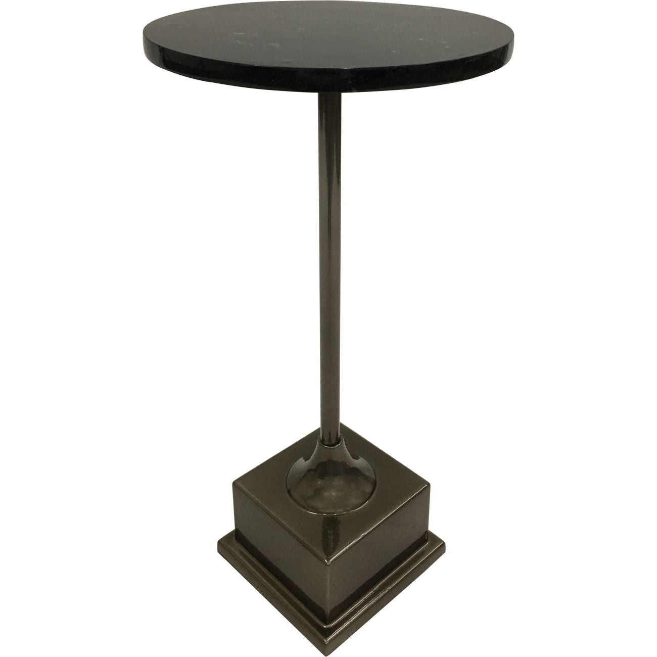 Northwich Side Table Metallic Black Nickel Finish on Green Marble Base