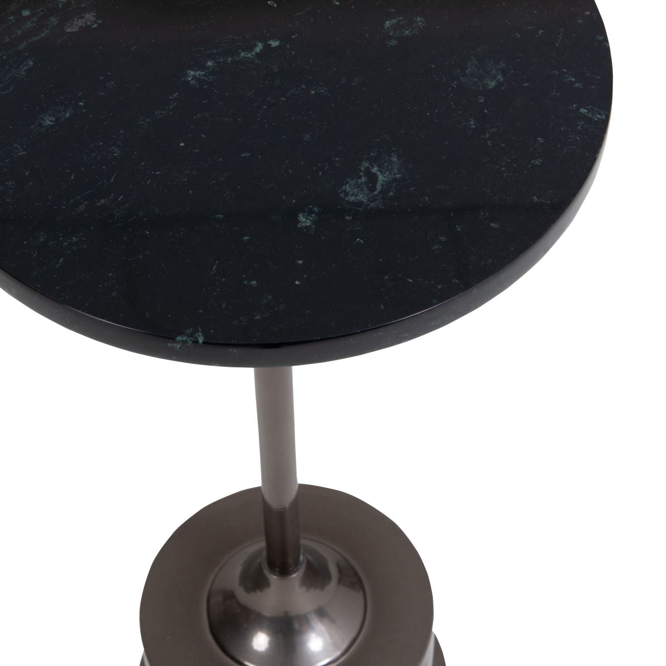 Northwich Side Table Metallic Black Nickel Finish on Green Marble Base