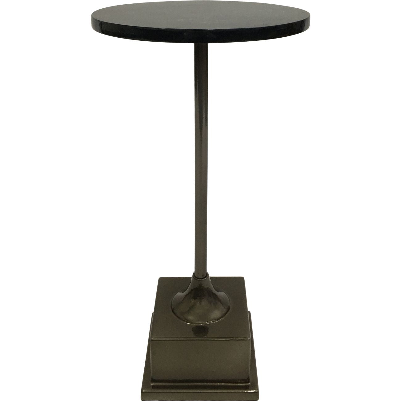 Northwich Side Table Metallic Black Nickel Finish on Green Marble Base