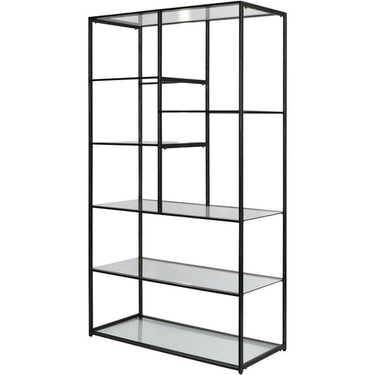 Deveraux Gilded Bronze Metal and Glass Tall Shelving Unit