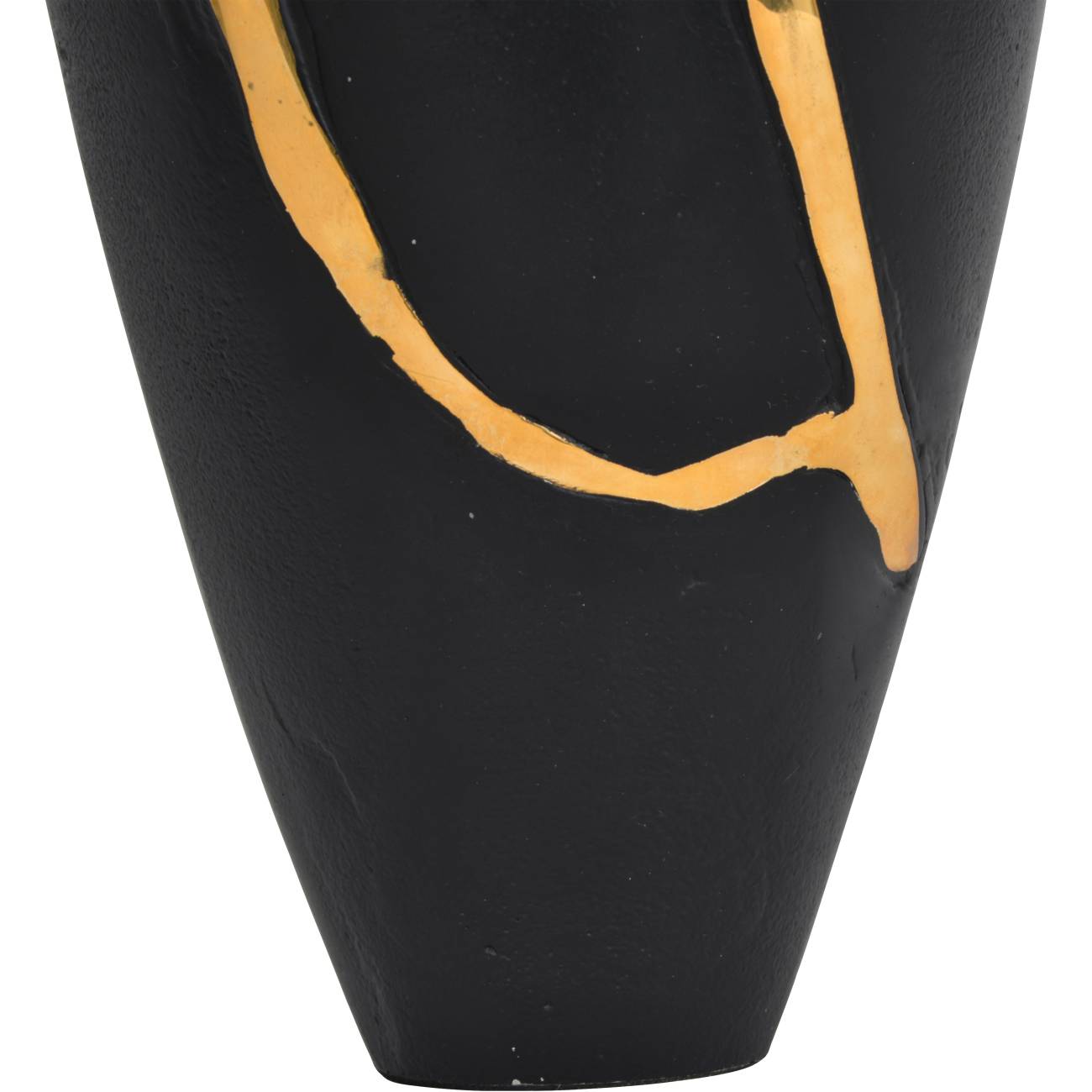 Arizona Black Aluminium Small Vase with Gold Lava Detail