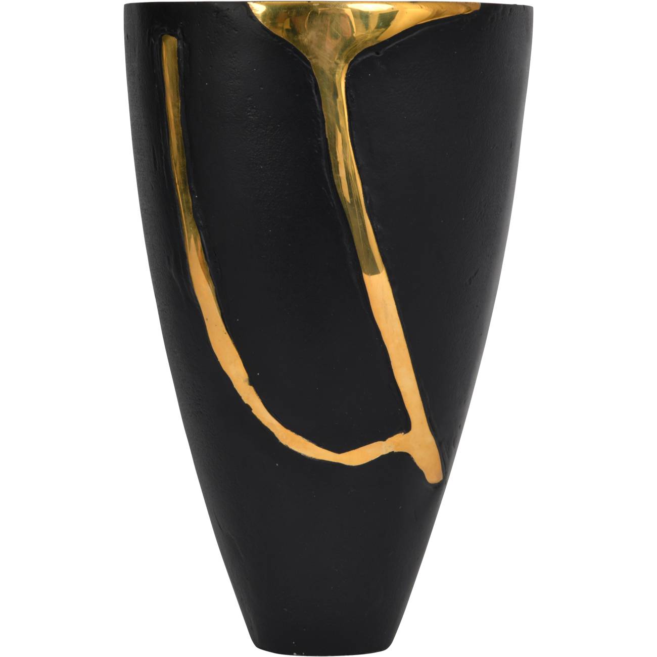 Arizona Black Aluminium Small Vase with Gold Lava Detail