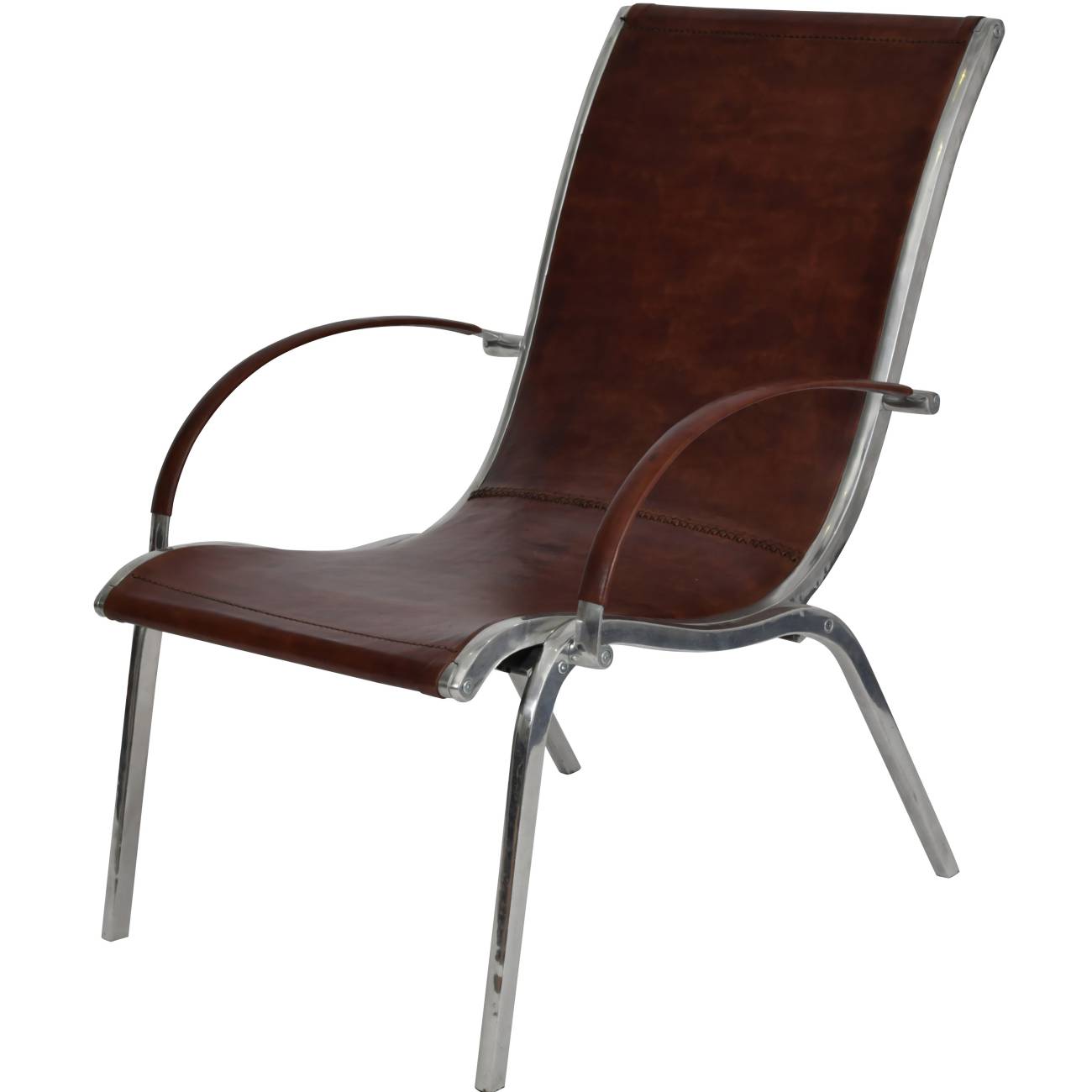 Iconic Bolero Aluminium and Tan Leather Armchair