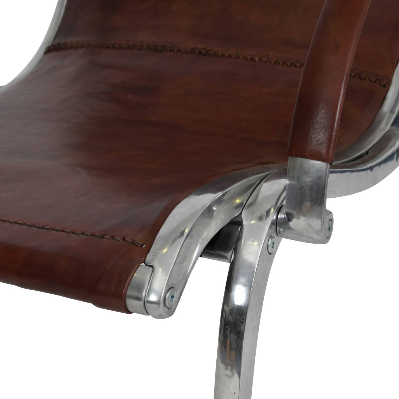 Iconic Bolero Aluminium and Tan Leather Armchair