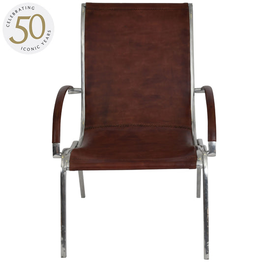 Iconic Bolero Aluminium and Tan Leather Armchair