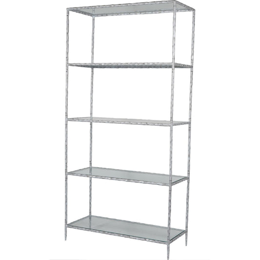 Patterdale Hand Forged Shelving Unit Table Chalk White with Glass Shelves