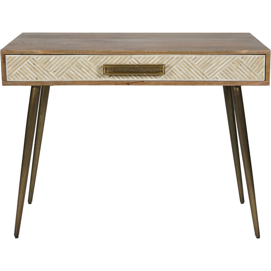 Linden Bone and Mango wood Desk Table with Drawer