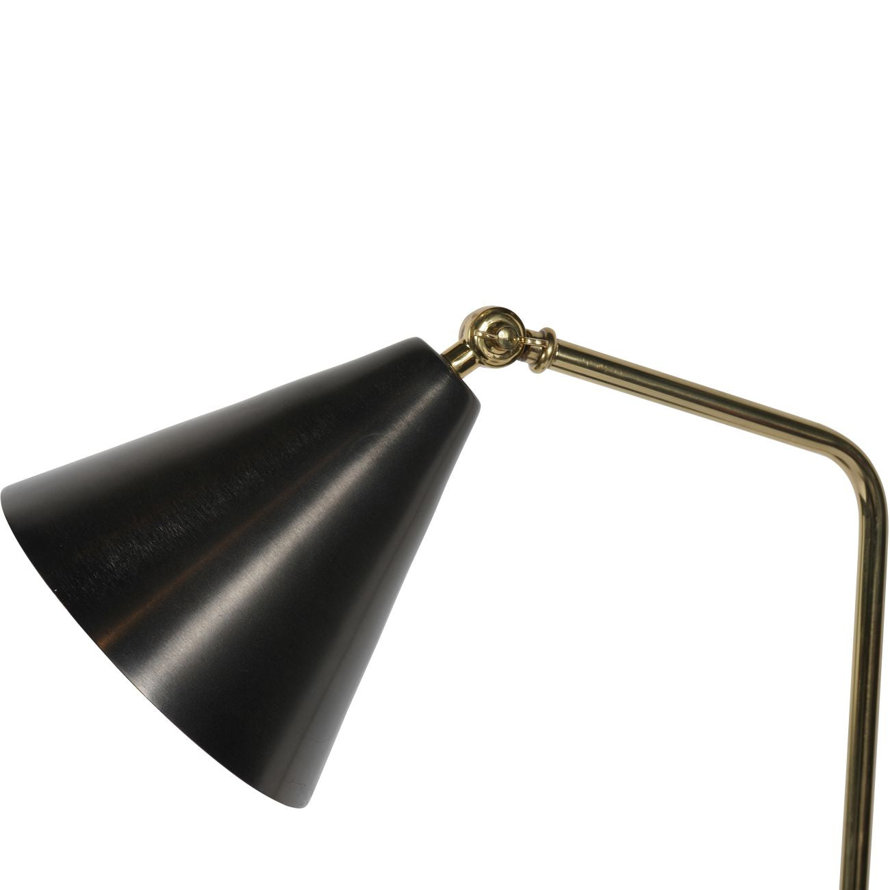 Amelie Brushed Floor Lamp in Satin Grey and Brass with Table