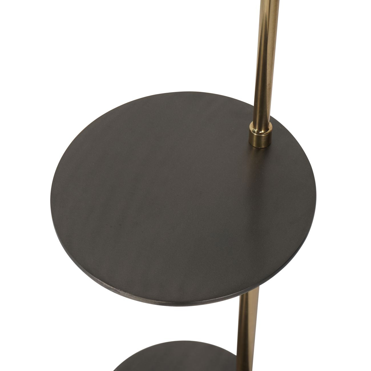 Amelie Brushed Floor Lamp in Satin Grey and Brass with Table