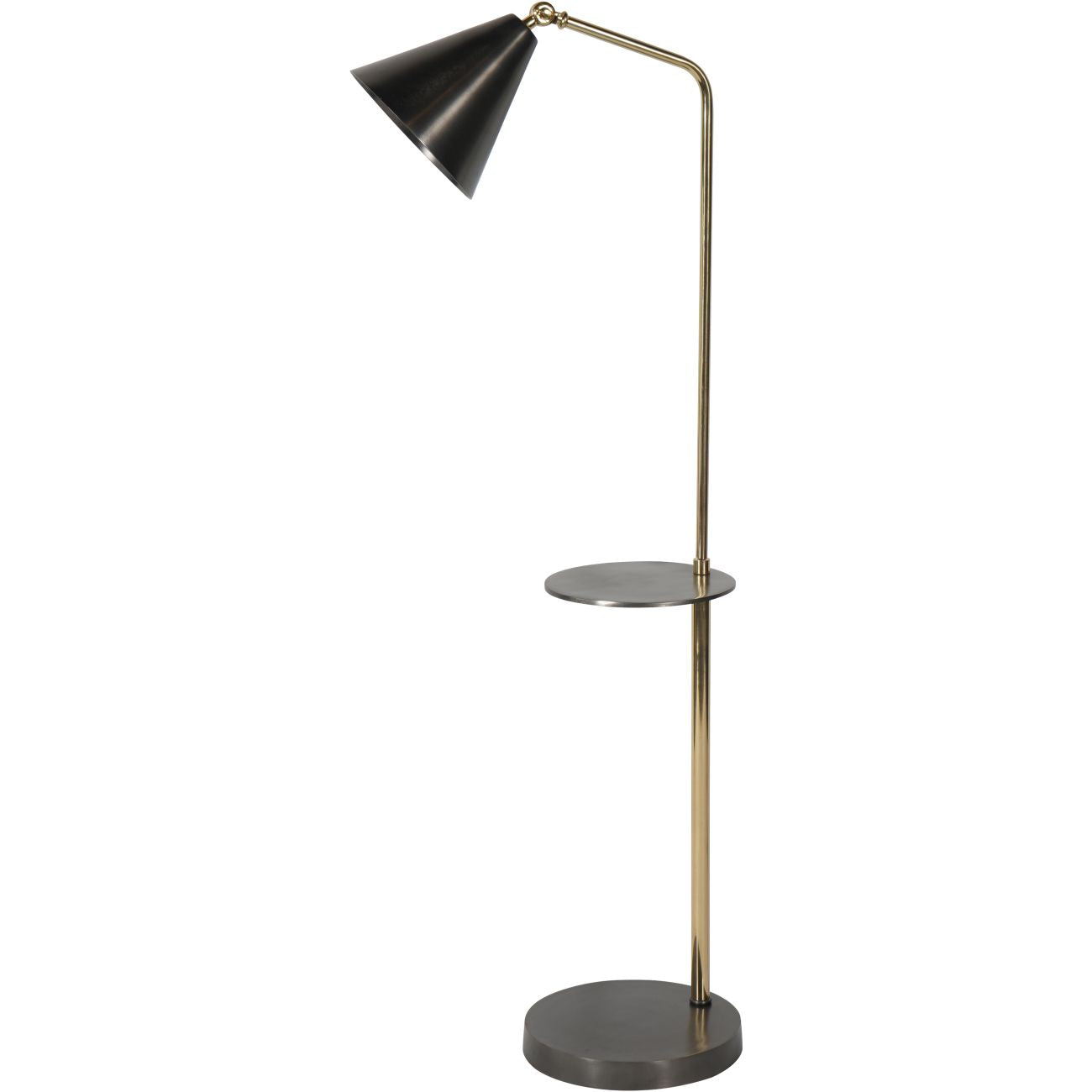 Amelie Brushed Floor Lamp in Satin Grey and Brass with Table