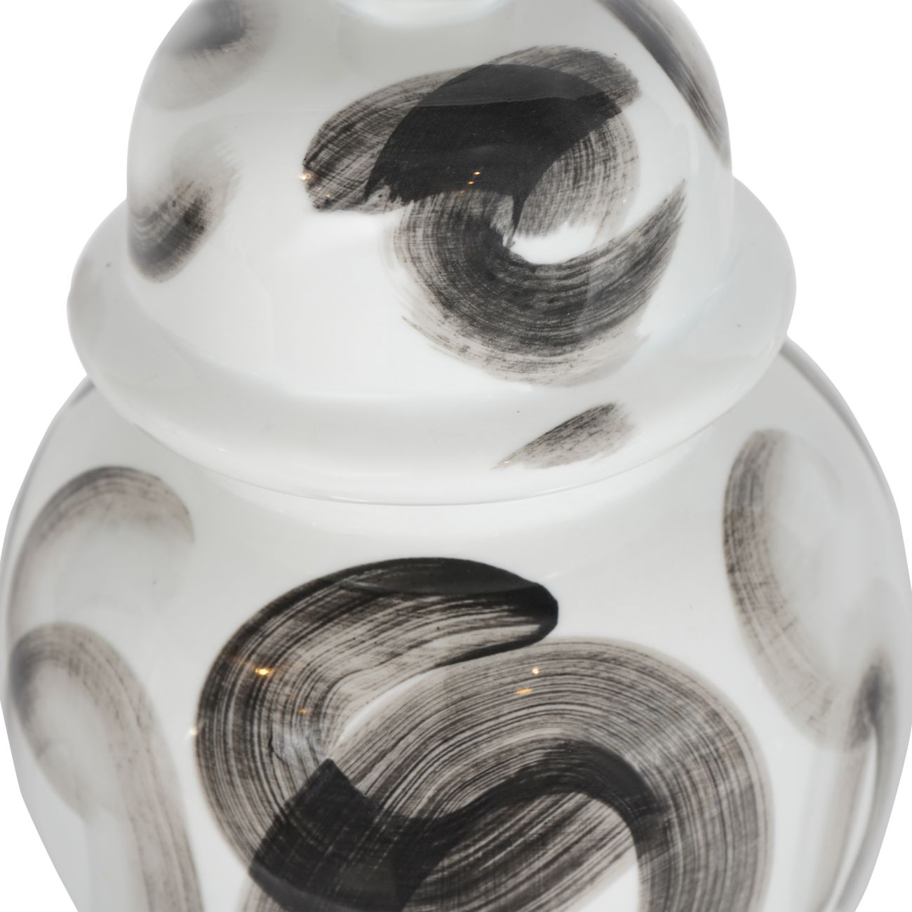 Monochrome Brush Swirl Small Ginger Jar 36cm