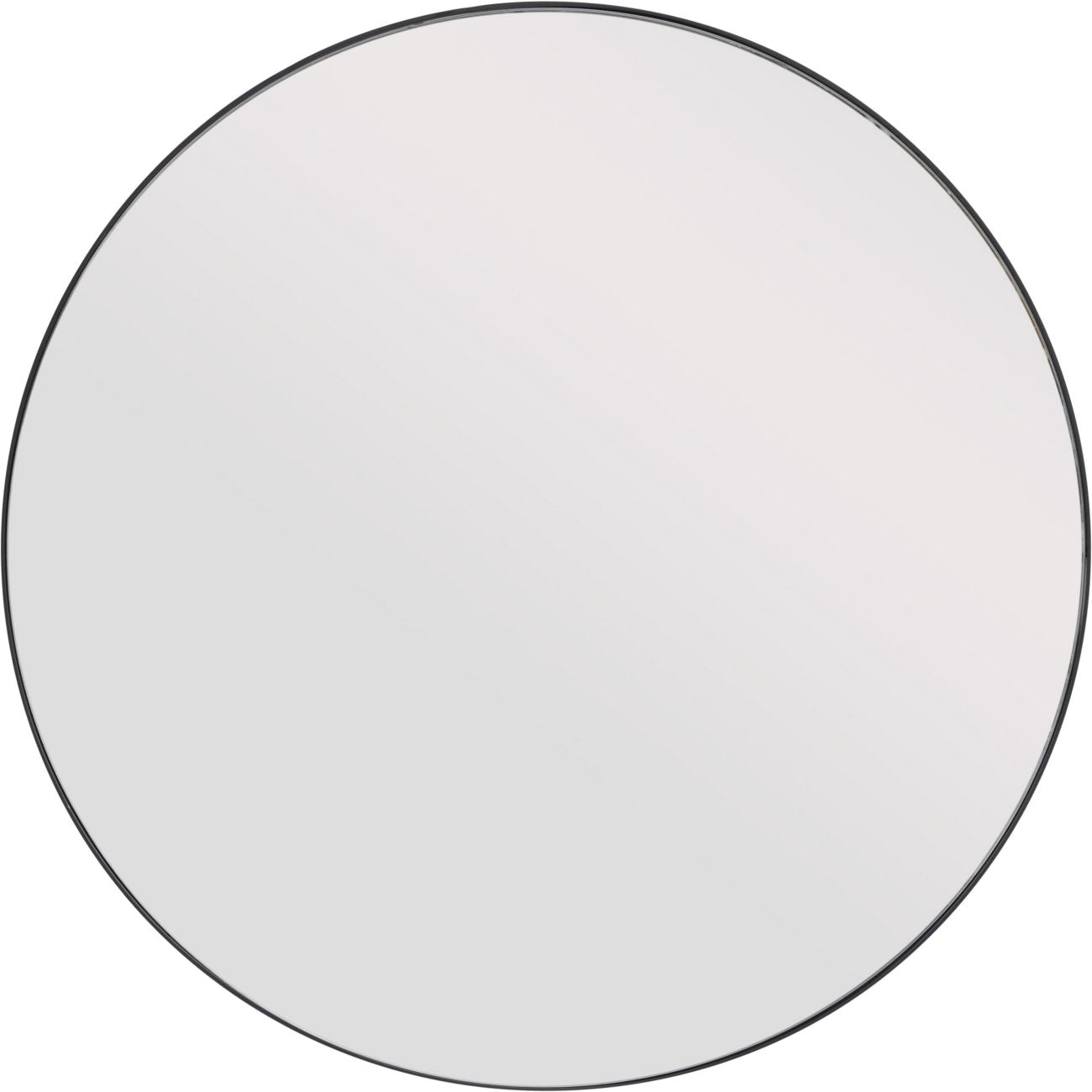 Round Mirror with Slim Black Metal Frame, Large