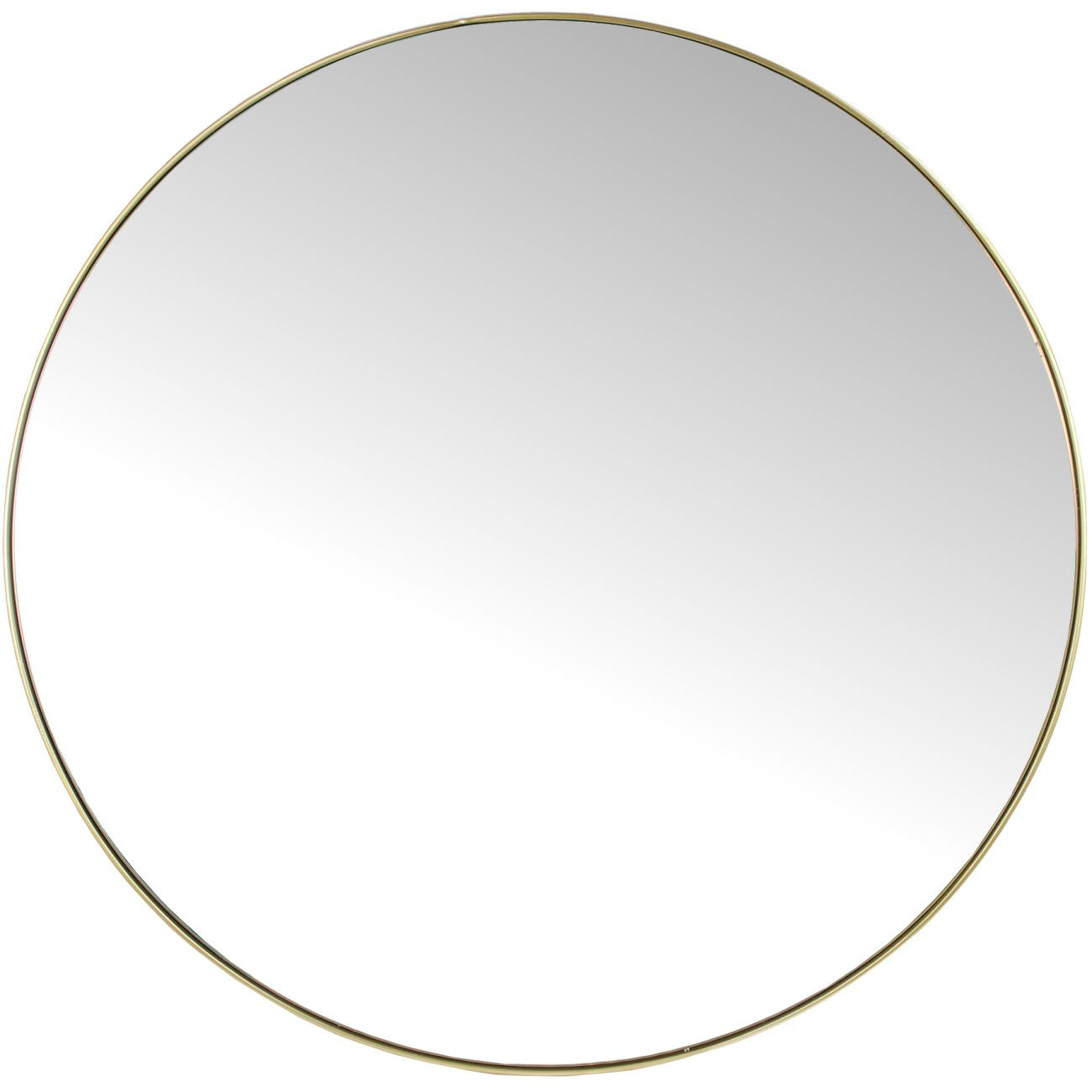 Round Mirror with Slim Gold Metal Frame, Medium