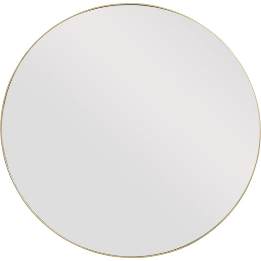 Round Mirror with Slim Gold Metal Frame, Large