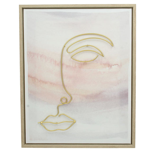 Peach Abstract Gold Profile Wall Art