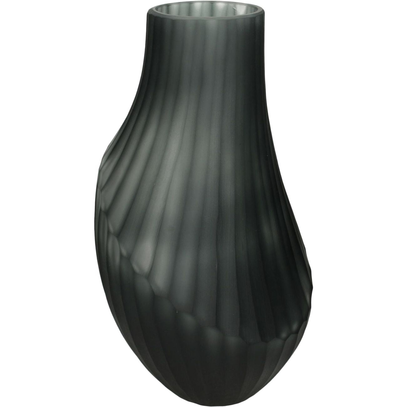 Monochrome Grey Black Etched Glass Vase