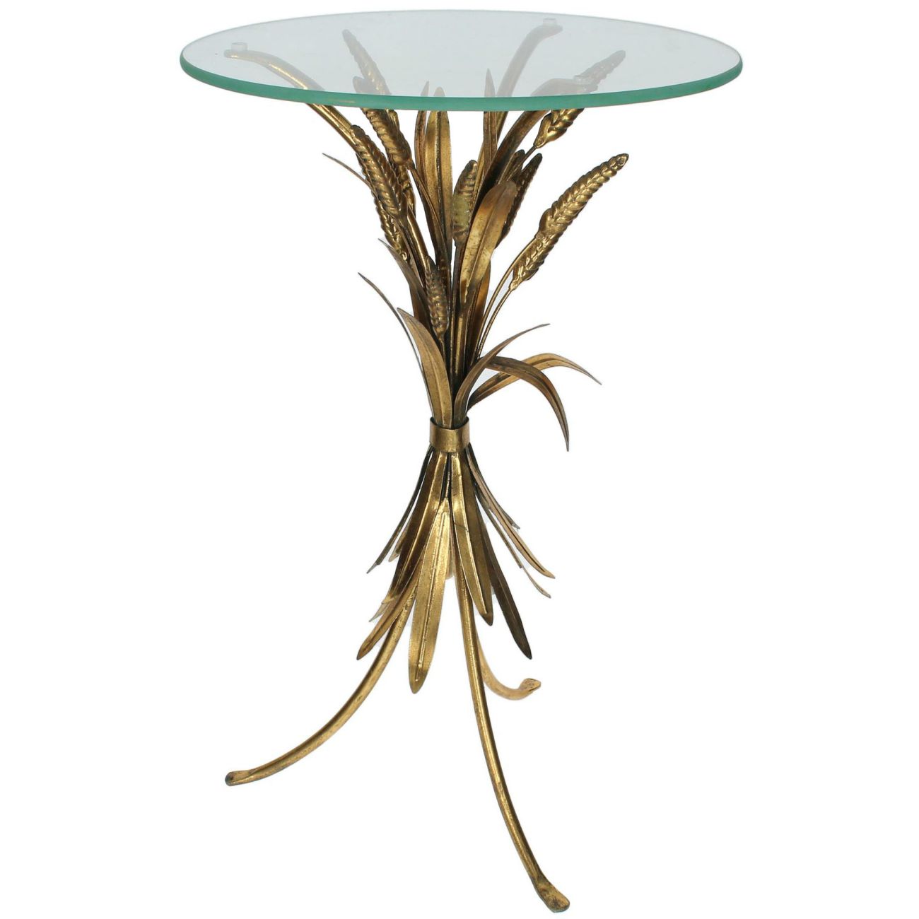 Harvest Gold Metal Table with Glass Top