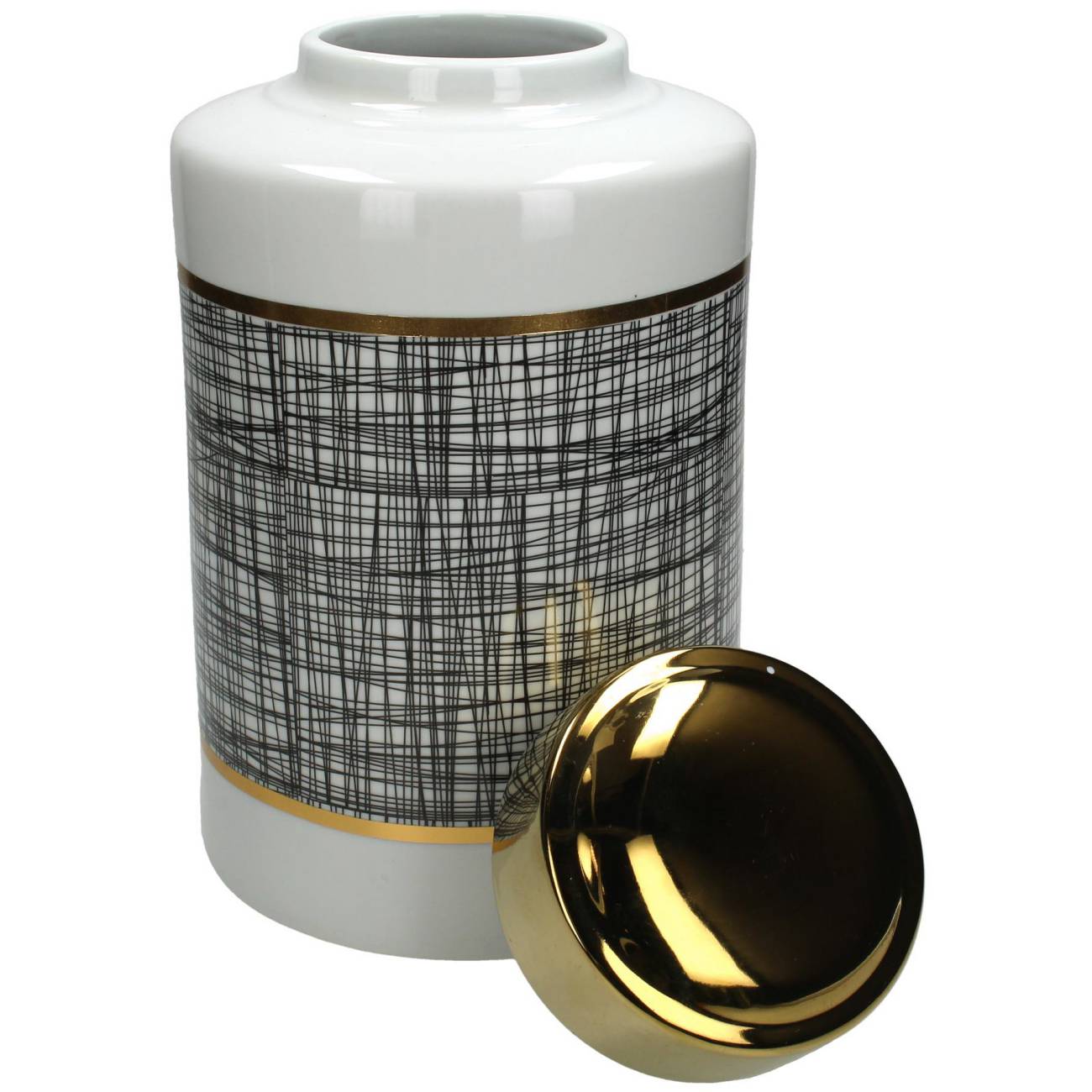 Mesh Medium Lidded Jar with Gold accent 18x18x30cm