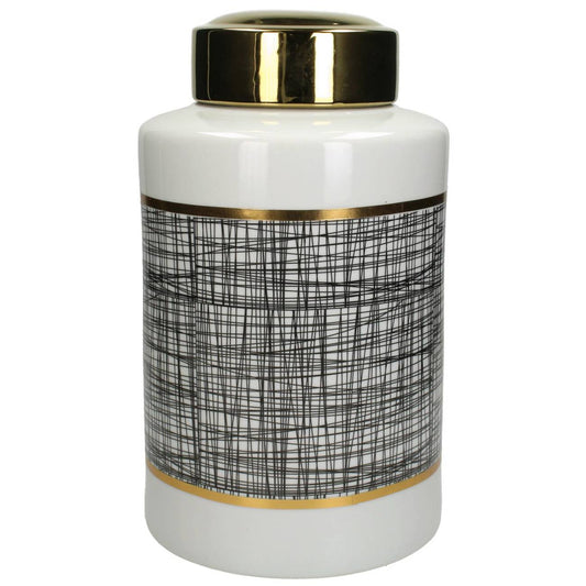 Mesh Medium Lidded Jar with Gold accent 18x18x30cm