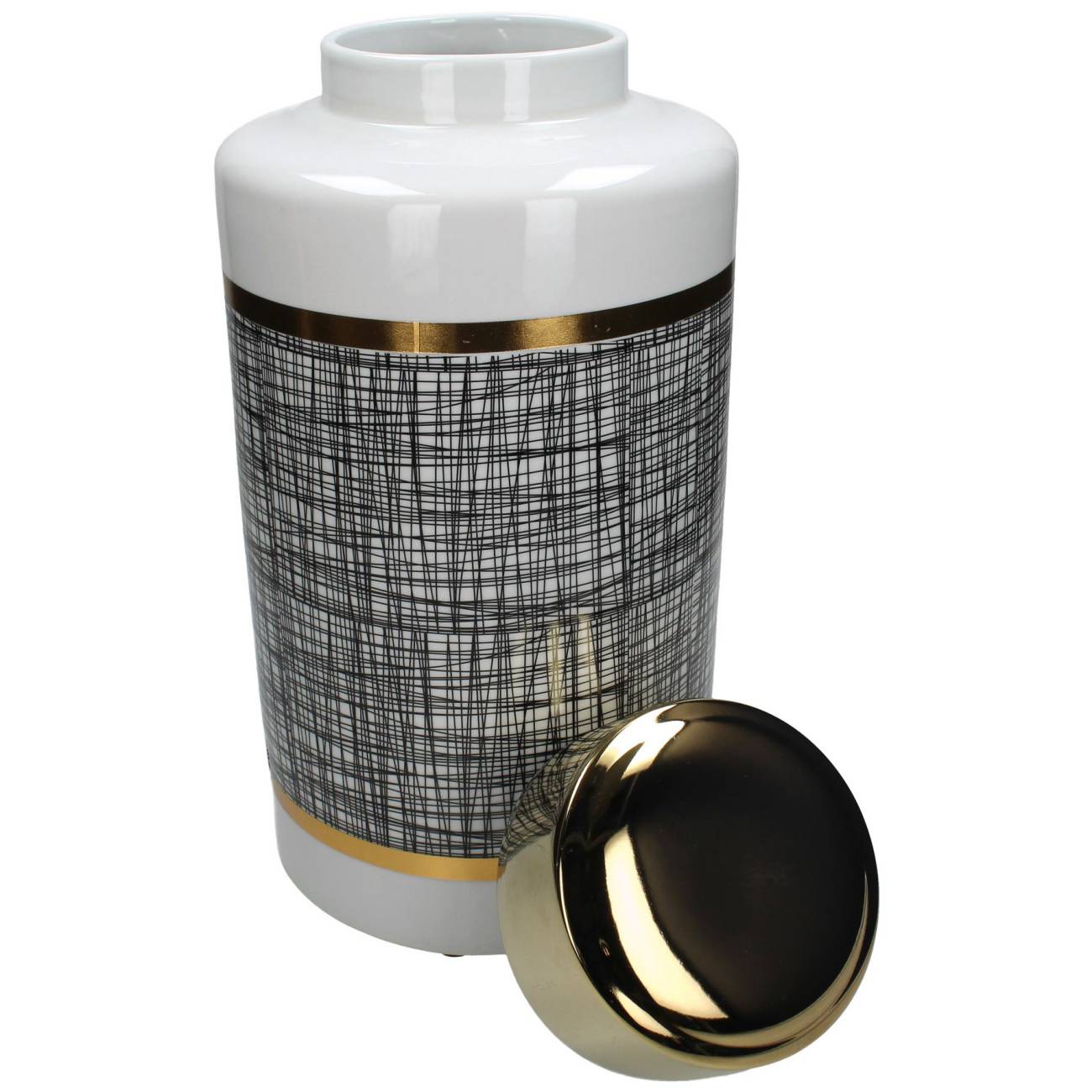 Mesh Large Lidded Jar with Gold accent 20x20x40cm