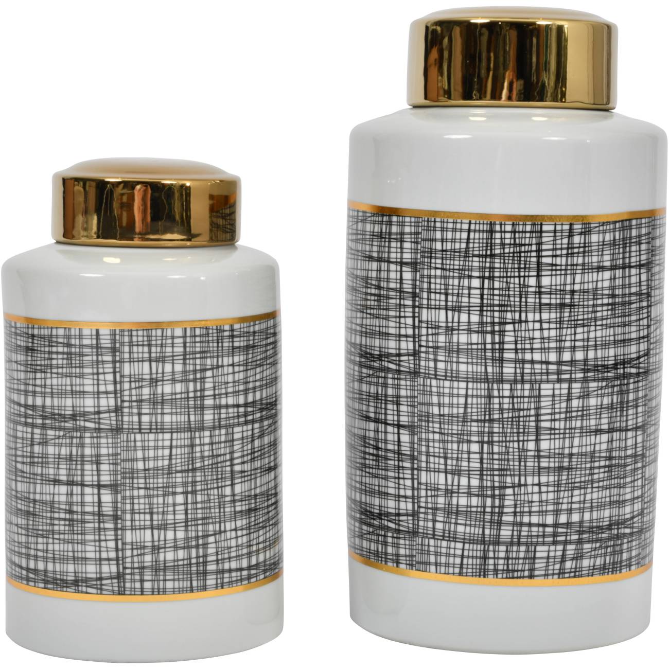 Mesh Large Lidded Jar with Gold accent 20x20x40cm