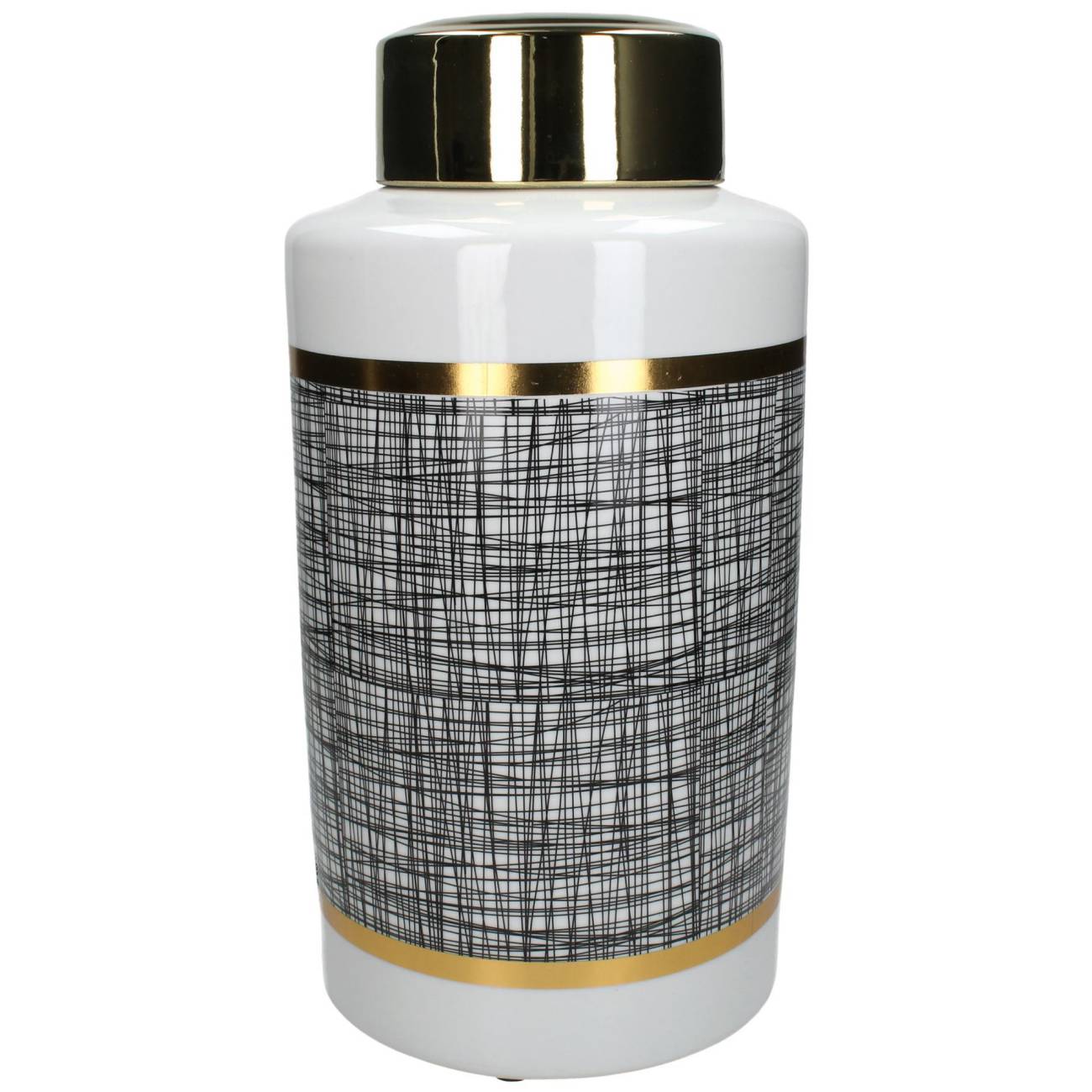 Mesh Large Lidded Jar with Gold accent 20x20x40cm