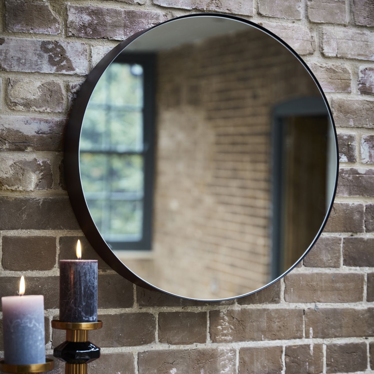 Danny Black Metal Round Mirror 50x10x50cm