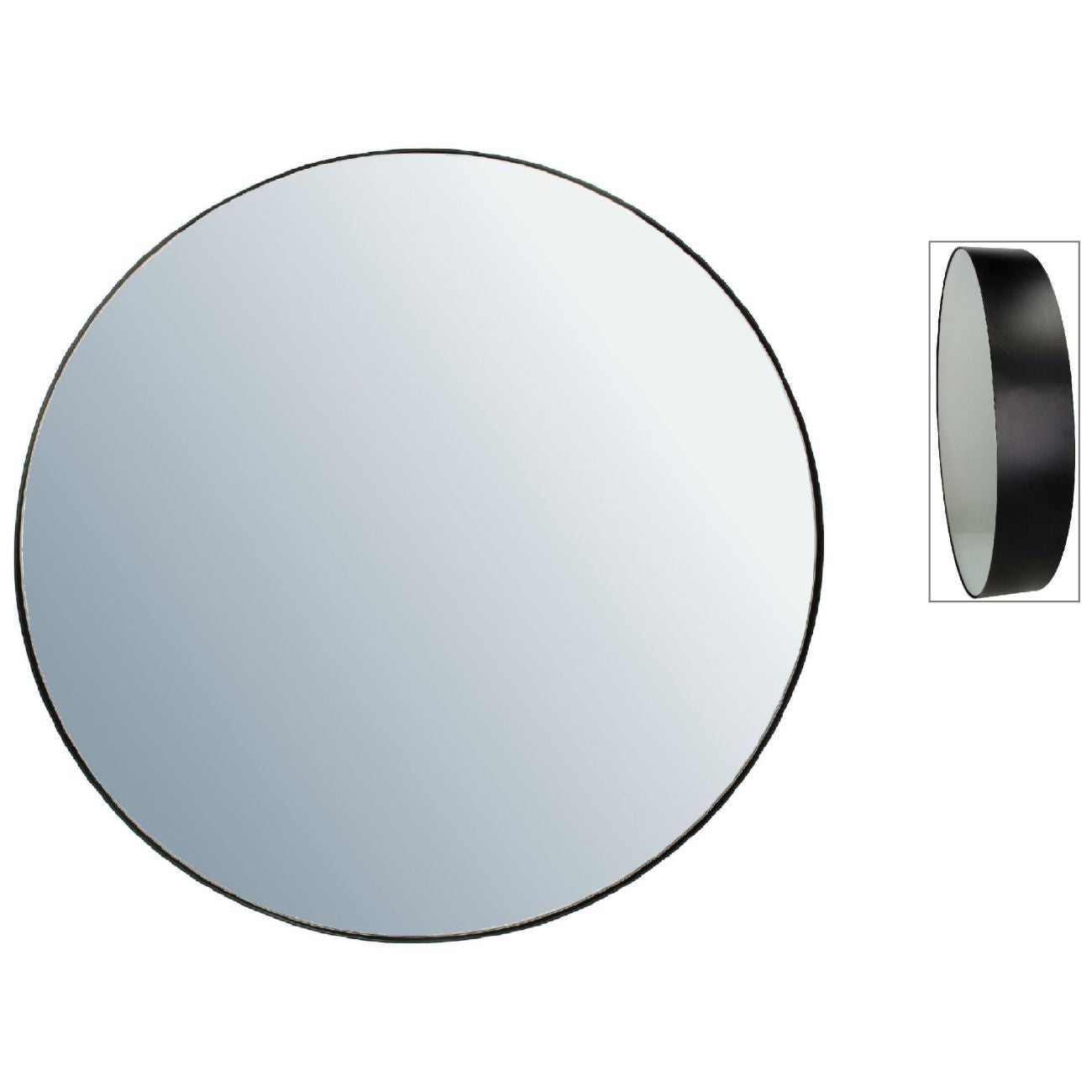 Danny Black Metal Round Mirror 50x10x50cm