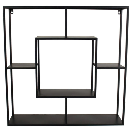 Isaac Black Metal Square Wall Shelf 68×16.5x68cm