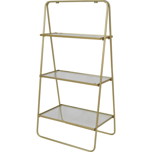 Cilla Glass and Champagne Gold Three Tier Shelving Unit